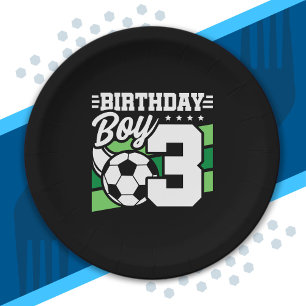 Assiettes En Carton Soccer Anniversaire - Garçon de 3 ans - 3ème anniv