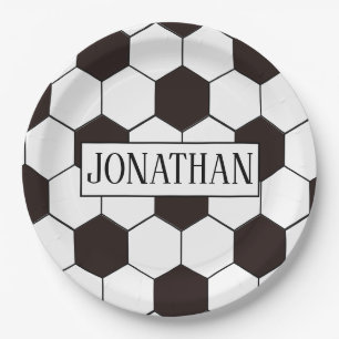 Assiettes En Carton Soccer   motif de football personnalisable   Nom p