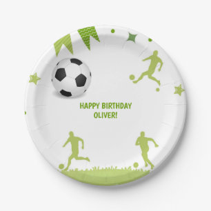 Assiettes En Carton Soccer Thème Papier Plaque Football Jeux Fournitur