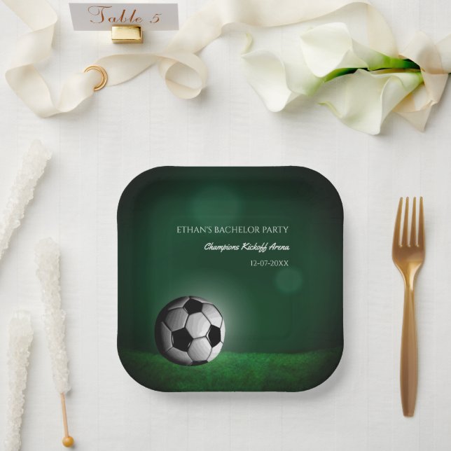 Assiettes En Carton Soccer vert Anniversaire / Bachelor Party (Mariage)