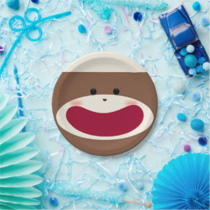 Assiettes En Carton Sock Monkey Smile (Garçon)
