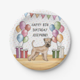 Assiettes En Carton Soft-Coated Wheaten Terrier Pastel Joyeux Annivers