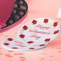 Assiettes En Carton Soft Pastel Heureuse Sainte-Valentin Red Roses Par