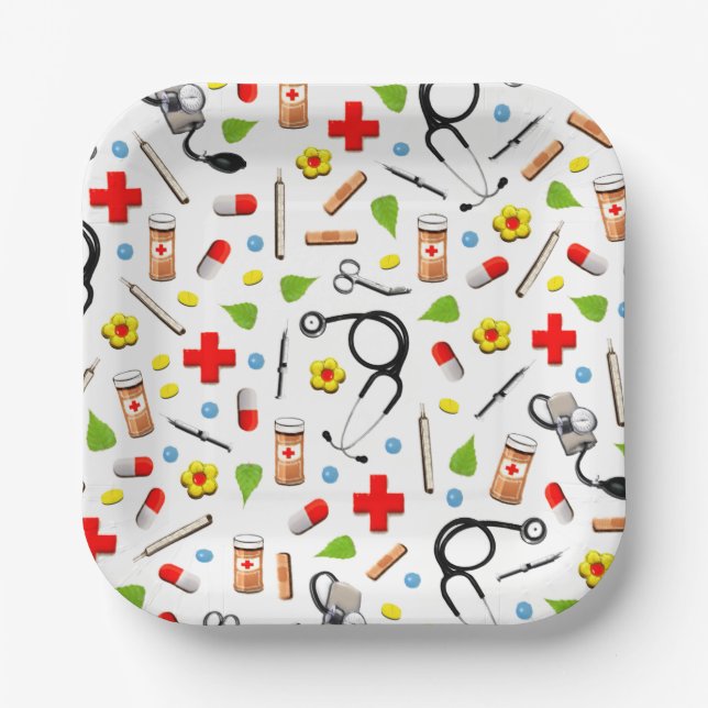 Assiettes En Carton Soins infirmiers (Recto)