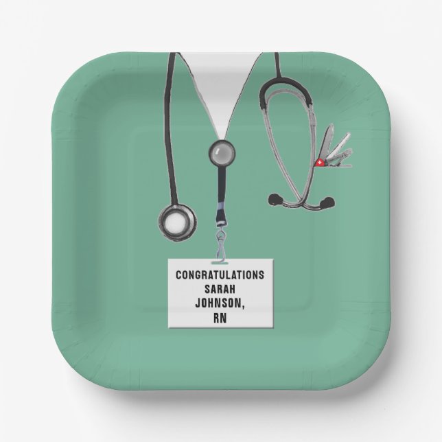 Assiettes En Carton Soins infirmiers - Fête des diplômés de l'école (Recto)