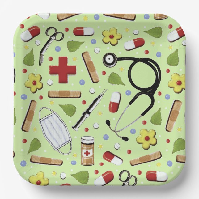 Assiettes En Carton Soins médicaux (Recto)