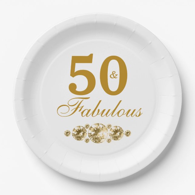 Assiettes En Carton Soirée 50e Anniversaire Gold (Devant)