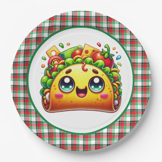 Assiettes En Carton Soirée amoureuse du Taco (Devant)
