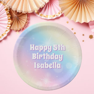 Assiettes En Carton Soirée Anniversaire de enfant Cute Pastel Rainbow 
