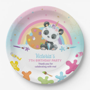 Assiettes En Carton Soirée artisanale Cute Panda Arc-en-ciel  