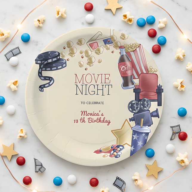 Assiettes En Carton Soirée cinéma anniversaire pour enfants (Créateur téléchargé)