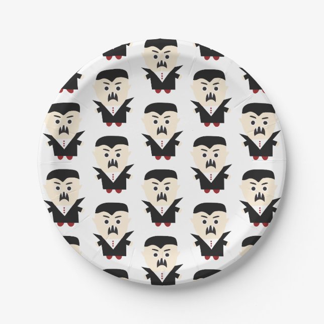 Assiettes En Carton Soirée costumée de vampire d'Halloween. Dracula po (Devant)