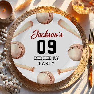 Assiettes En Carton Soirée d'anniversaire de baseball Boy