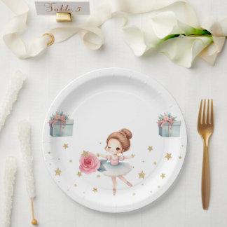 Assiettes En Carton Soirée d'anniversaire de Cute Ballerina
