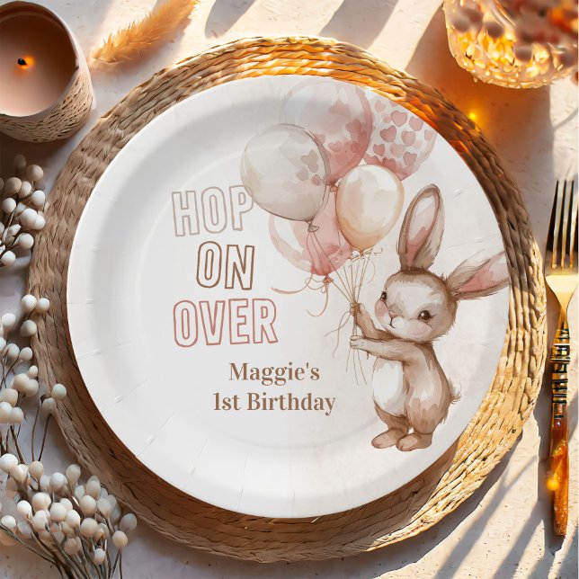 Assiettes En Carton Soirée d'anniversaire de la fille Bunny mignonne (Créateur téléchargé)
