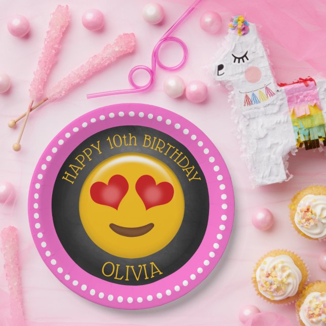 Assiettes En Carton Soirée d'anniversaire de la mignonne Emoji (Fête)