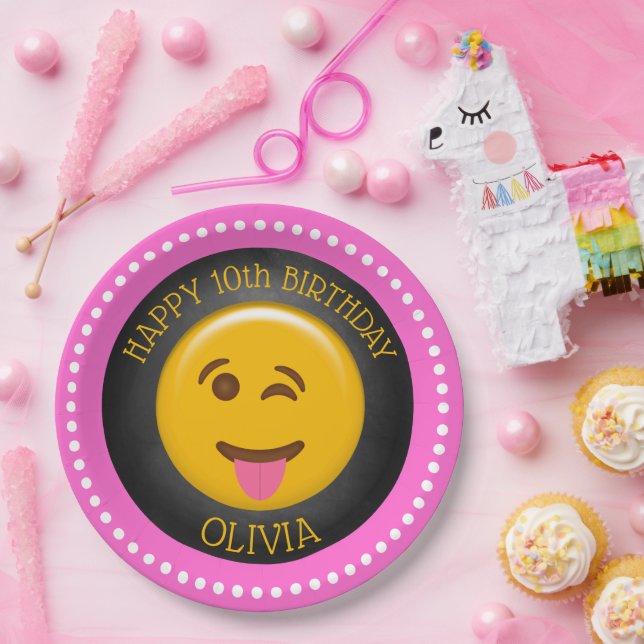 Assiettes En Carton Soirée d'anniversaire de la mignonne Emoji (Fête)