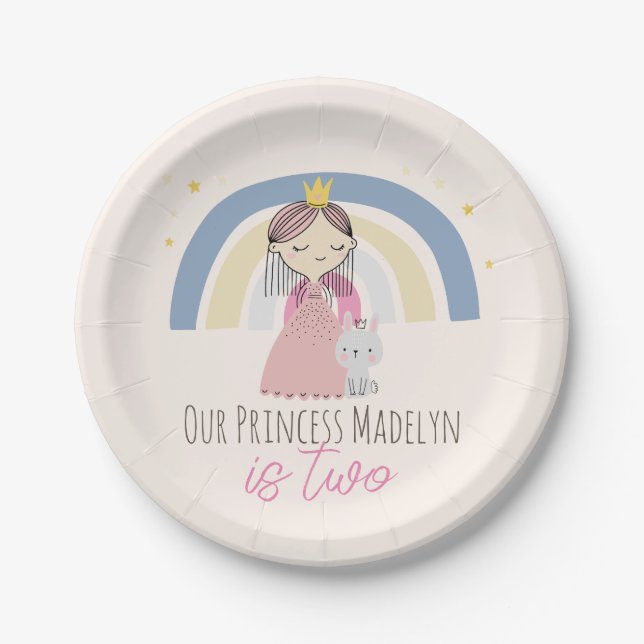 Assiettes En Carton Soirée d'anniversaire de la mignonne princesse (Devant)