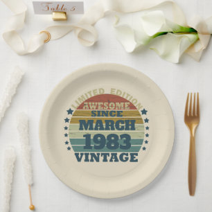 Assiettes En Carton Soirée de 40 ans vintage personnalisée