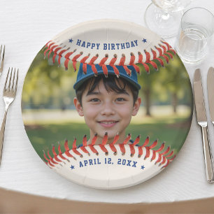 Assiettes En Carton Soirée de baseball Sport Photo Bonne fête d'annive