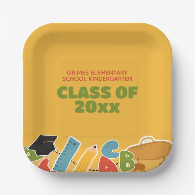 Assiettes En Carton Soirée de fin d'études en maternelle (Recto)