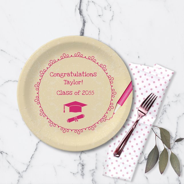 Assiettes En Carton Soirée de fin d'études pour filles mignonnes (Créateur téléchargé)