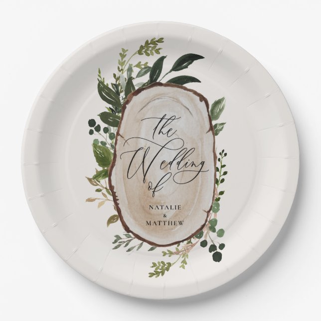 Assiettes En Carton Soirée de mariage rustique et verdoyante (Devant)