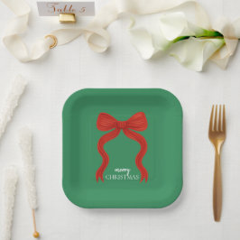 Assiettes En Carton Soirée de Noël Elegant Bow Rouge -
