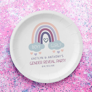 Assiettes En Carton Soirée de révélation de genre de Little Rainbow