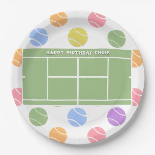 Assiettes En Carton Soirée de tennis personnalisée Anniversaire