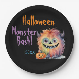 Assiettes En Carton Soirée d'Halloween du mignon Monster Bash