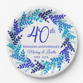 Assiettes En Carton Soirée du 40e anniversaire de l'élégante couronne