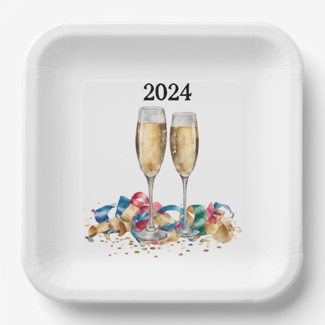 Assiettes En Carton Soirée du Nouvel An (Recto)
