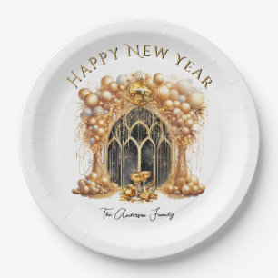 Assiettes En Carton Soirée Elegant & Gold New Years