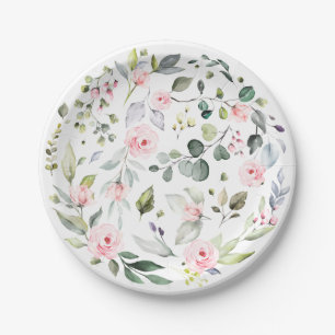 Assiettes En Carton Soirée Eucalyptus Elégante Aquarelle