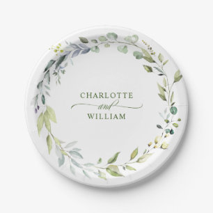 Assiettes En Carton Soirée Eucalyptus Elégante Aquarelle