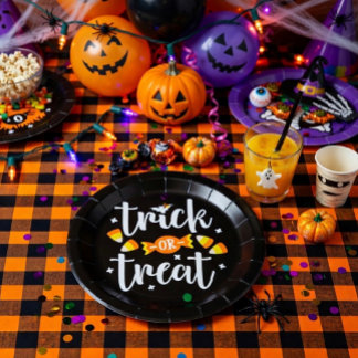 Assiettes En Carton Soirée Halloween Trick or Treat