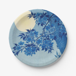 Assiettes En Carton Soirée Lune Arbre Bleu Lune