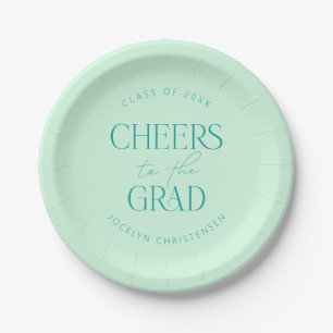 Assiettes En Carton Soirée personnalisée Mint Green Grad Party