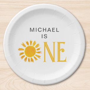Assiettes En Carton Soirée personnalisée Soleil Jaune Premier Annivers