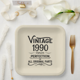 Assiettes En Carton Soirée personnalisée vintage de 35 ans