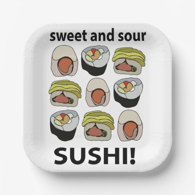 Assiettes En Carton Soirée sucrée et sushi aigre (Recto)
