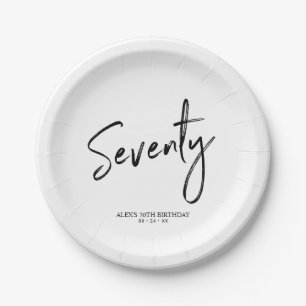 Assiettes En Carton Soixante-dix Modern Lettering Fête d'anniversaire