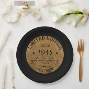 Assiettes En Carton Soixante-dix vintages fête du 80e anniversaire