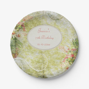 Assiettes En Carton Soixante-dixième anniversaire et fleurs sauvages
