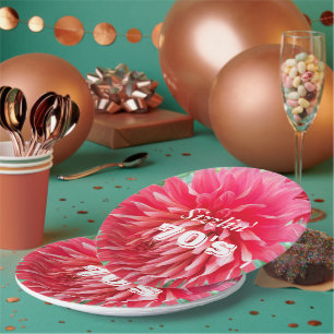 Assiettes En Carton Soixante-dixième dahlia de rouge d'étape
