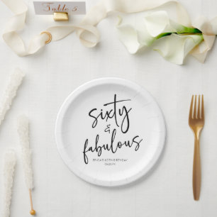 Assiettes En Carton Soixante et fabuleux Minimal 60e fête d'anniversai