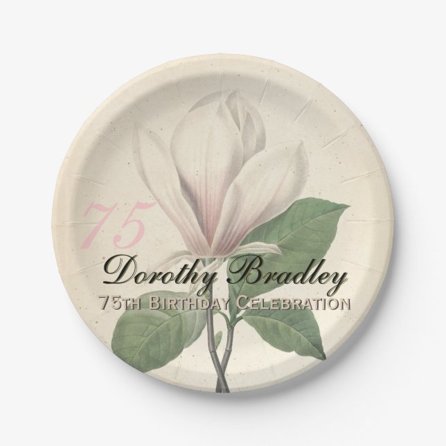 Assiettes En Carton soixante-quinzième Plaque à papier de magnolia (Devant)