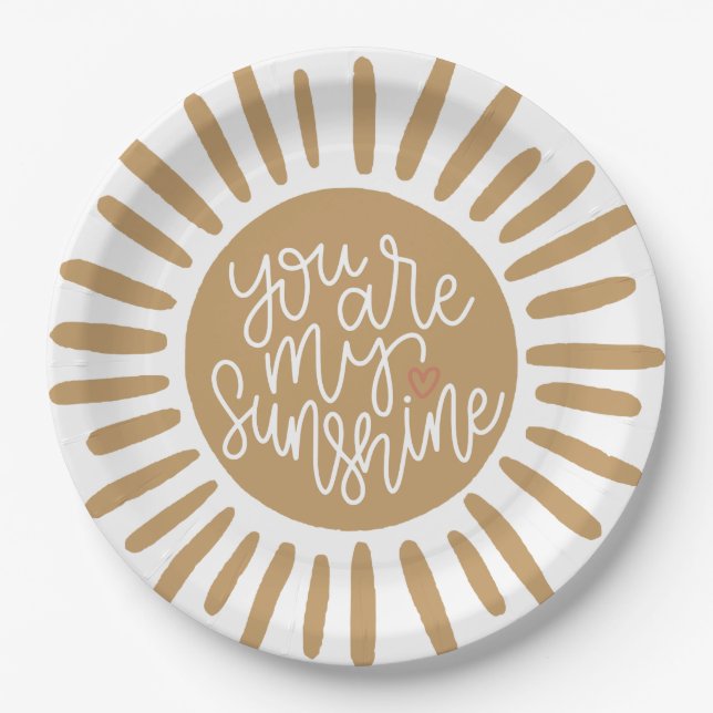 Assiettes En Carton soleil boho pour anniversaire ou baby shower (Devant)