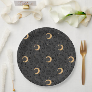 Assiettes En Carton Soleil céleste et Motif de lune